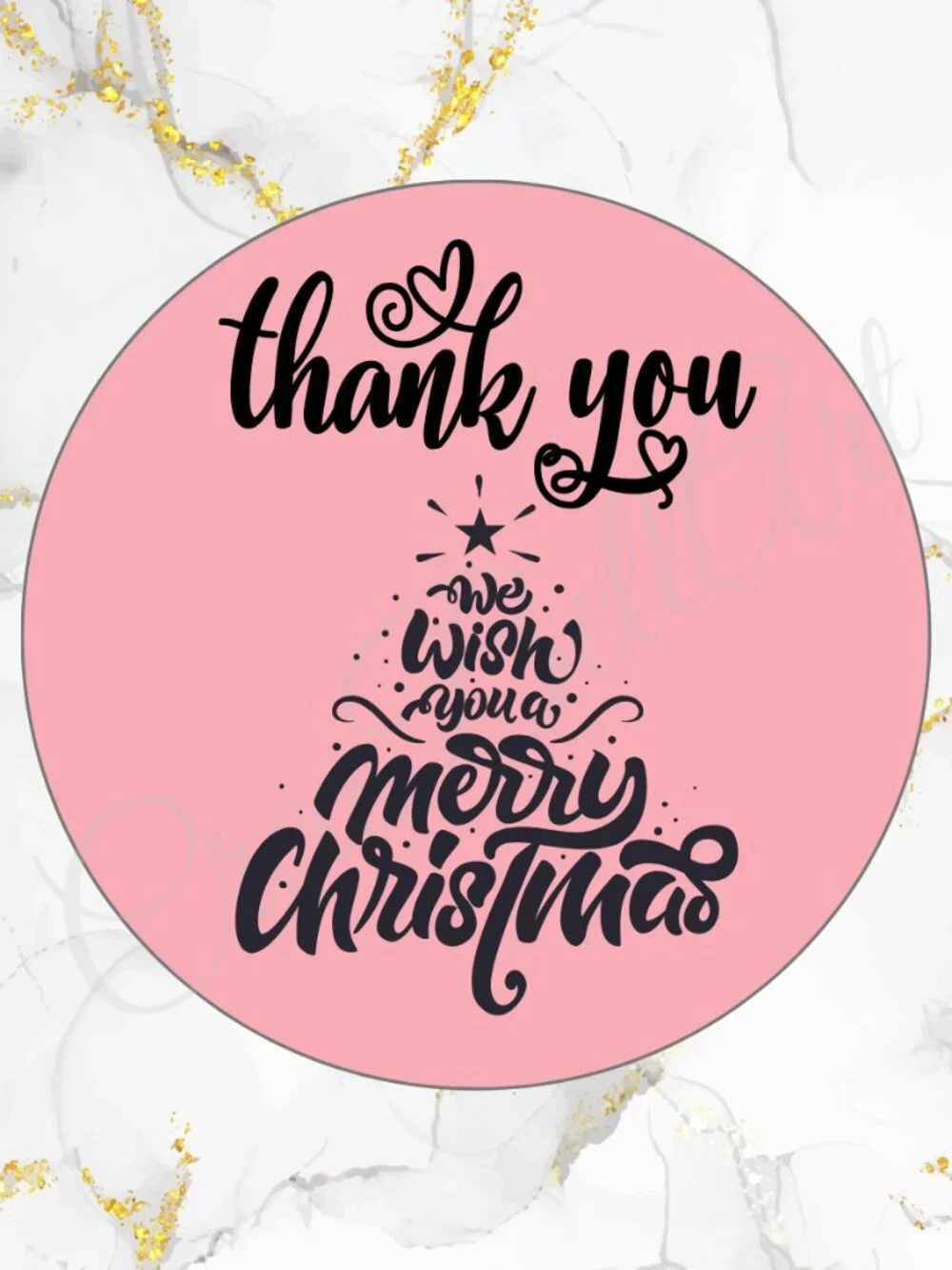 100 Christmas Thank You Stickers –Merry Christmas Tree Design